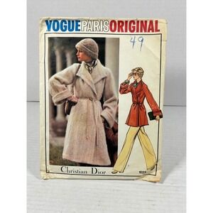 Vogue Paris Original 1023 Christian Dior Misses Coat Sewing Pattern Size 12 70s